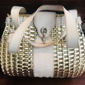 Kate Spade Vintage Gold and White Wicker Bag